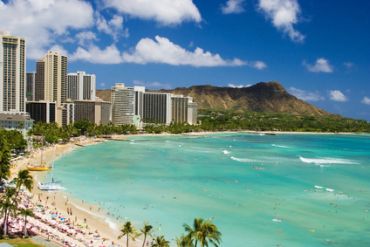 Silberwaikiki Beach auf Oahu, Hawaii